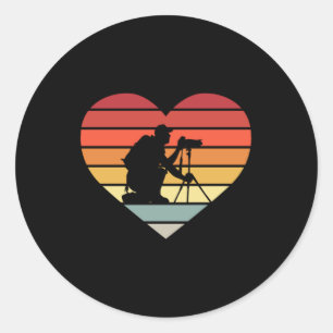 Sticker Rond J'aime photographier le coeur Vintage
