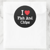 Sticker Rond J'aime Poisson et Chips coeur T-shirt (Sac)