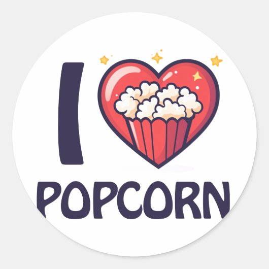 Sticker Rond J'aime Popcorn (Devant)