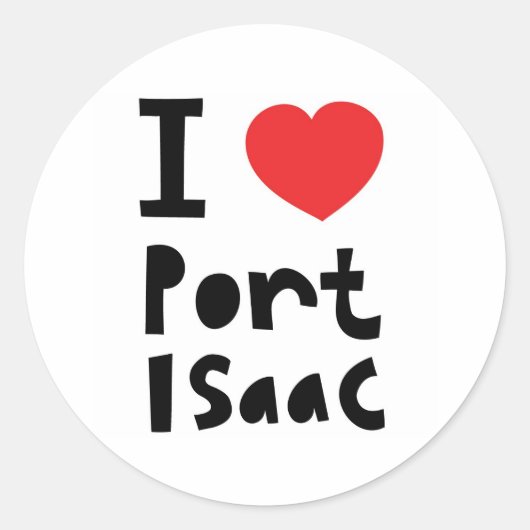 Sticker Rond J'aime Port Isaac (Devant)