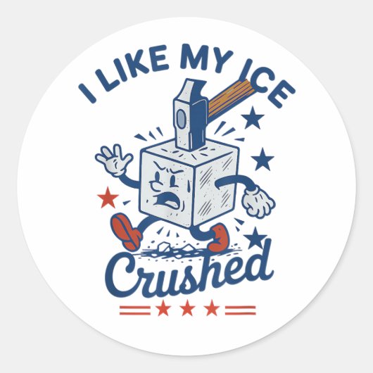 Sticker Rond J'aime que ma glace soit écrasée (Devant)