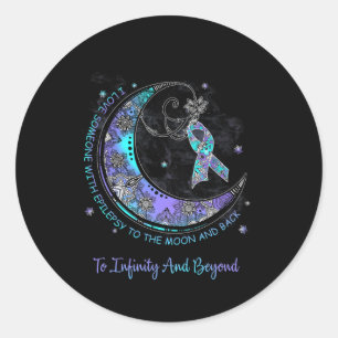Sticker Rond J'Aime Quelqu'Un Avec Épilepsie Sur La Lune Et Le 