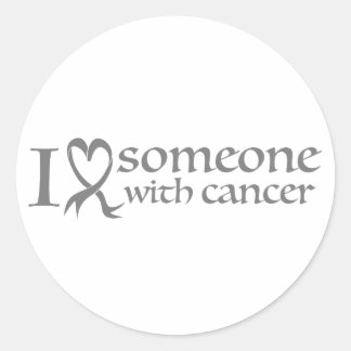 Sticker Rond J'aime quelqu'un avec le cancer