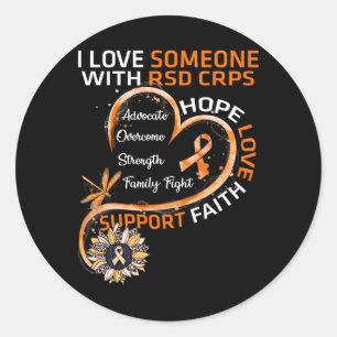 Sticker Rond J'aime quelqu'un avec RSD CRPS Sensibilisation Dra