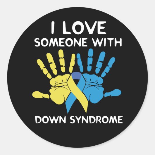 Sticker Rond J'Aime Quelqu'Un Avec Un Syndrome Inférieur Amour (Devant)