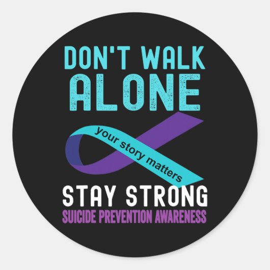 Sticker Rond J'Aime Quelqu'Un Turquoise-violet Prévention Du Su (Devant)