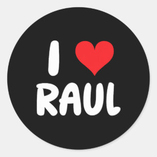 Sticker Rond J'Aime Raul - Cœur - Nom