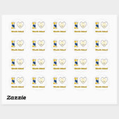 Sticker Rond J'aime Rhode Island (Feuille)