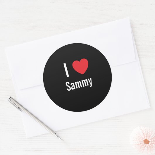 Sticker Rond J'aime Sammy (Enveloppe)