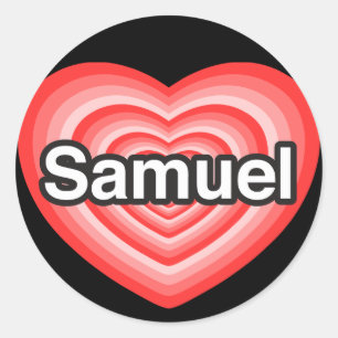 Sticker Rond J'aime Samuel. Je t'aime Samuel. Cœur