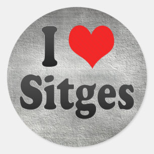 Sticker Rond J'aime Sitges, Espagne. J'Encanta Sitges, Espagne