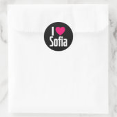 Sticker Rond J'Aime Sofia K He I He Sofia (Sac)