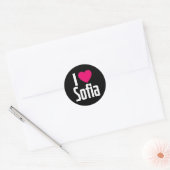 Sticker Rond J'Aime Sofia K He I He Sofia (Enveloppe)