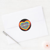 Sticker Rond J'aime Stella. Je t'aime Stella. Cœur (Enveloppe)