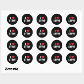 Sticker Rond J'aime Steve - Cœur - Nom (Feuille)