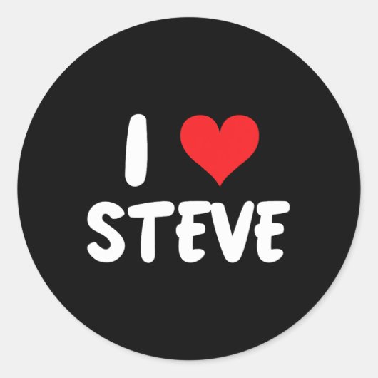 Sticker Rond J'aime Steve - Cœur - Nom (Devant)