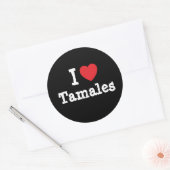 Sticker Rond J'aime Tamales coeur T-shirt (Enveloppe)