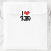 Sticker Rond J'aime Techno (Sac)