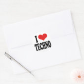 Sticker Rond J'aime Techno (Enveloppe)