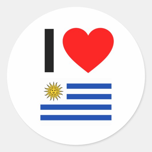 Sticker Rond j'aime uruguay (Devant)