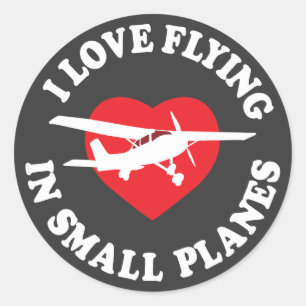 Sticker Rond J'Aime Voler Dans De Petits Avions