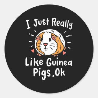 Sticker Rond J'Aime Vraiment Les Cochons De Guinée