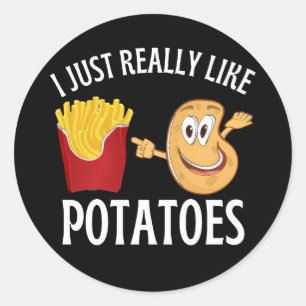 Sticker Rond J'aime vraiment les pommes de terre