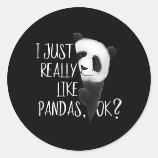 Sticker Rond J'Aime Vraiment Pandas Ok Aquarelle Panda