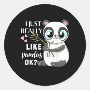 Sticker Rond J'Aime Vraiment Pandas Ok Panda