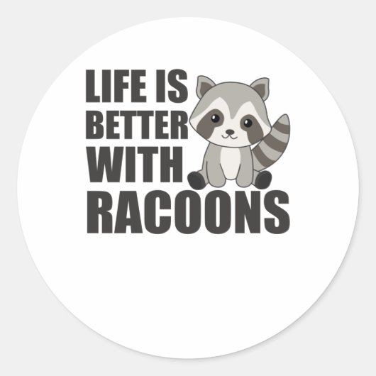Sticker Rond J'Aime Vraiment Racoons Cute Raccoon (Devant)