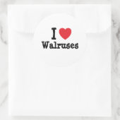 Sticker Rond J'aime Walruses coeur personnalisé (Sac)