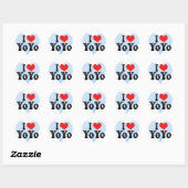 Sticker Rond J'aime YoYo (Feuille)