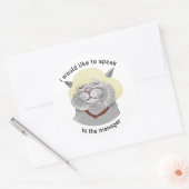 Sticker Rond J'aimerais parler au gestionnaire. Chat dans une p (Enveloppe)