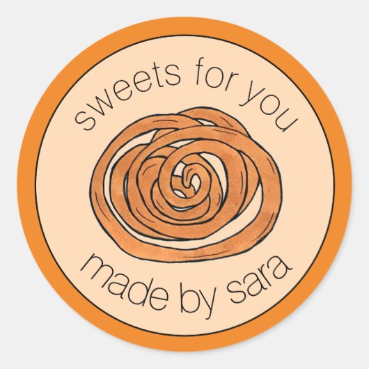 Sticker Rond Jalebi Sud-Asiatique Indien Mithai Sucré Snack (Devant)