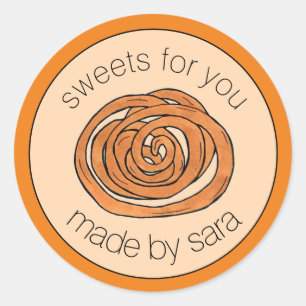 Sticker Rond Jalebi Sud-Asiatique Indien Mithai Sucré Snack