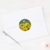 Sticker Rond Jalon Anniversaire Fleurs Jaunes Lumineuses 80e (Enveloppe)