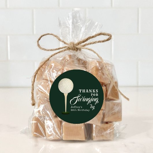 Sticker Rond Jalon de golf masculin Anniversaire Merci de fête