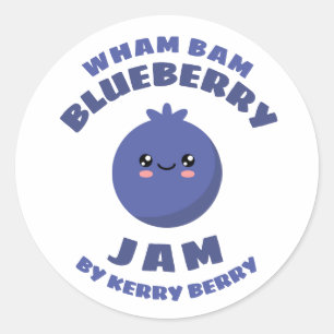 Sticker Rond Jam aux bleuets Kawaii