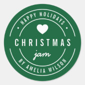 Sticker Rond Jam de Noël Couleur MODIFIABLE Joyeuses Fêtes (Devant)