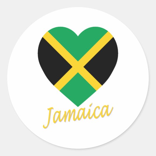 Sticker Rond Jamaïcaine - Coeur du drapeau (Devant)