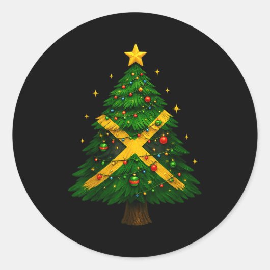 Sticker Rond Jamaican Christmas Tree Design, Festive Holiday Gr (Devant)