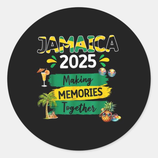 Sticker Rond Jamaïque 2025 Vacation Trip Matching Family Squad  (Devant)