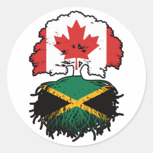 Sticker Rond Jamaïque Jamaïcaine Canadian Canada Tree Roots Dra