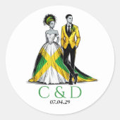 Sticker Rond Jamaïque Mariage couple (Devant)