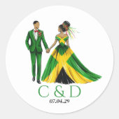 Sticker Rond Jamaïque Mariage couple (Devant)