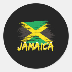 Sticker Rond Jamaïque Rétro Aquarelles Vintage Sport Drapeau Ja