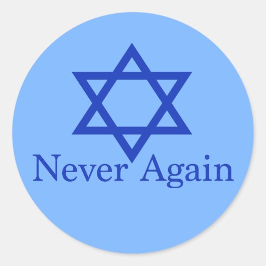 Sticker Rond Jamais plus le souvenir de l'Holocauste juif bleu (Devant)