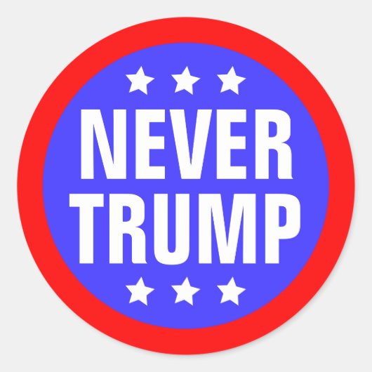 Sticker Rond JAMAIS TRUMP Pour Président 2016 (Devant)
