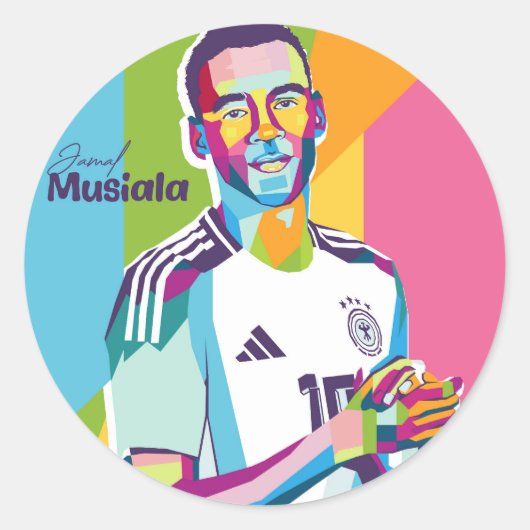 Sticker Rond Jamal Musiala Wpap Pop Art (Devant)