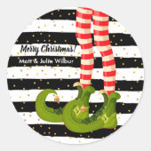 Sticker Rond Jambes elfes sur bandes blanches noires (Devant)